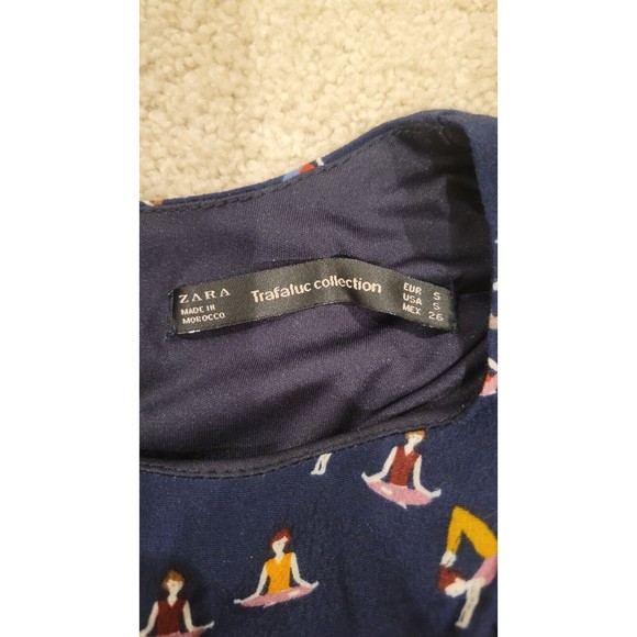 Zara Trafaluc Yoga Pose novelty print Long Sleeve Mini Dress Small - Picture 4 of 8